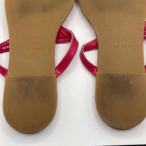 Cole Haan “Tabitha” Bright Pink & Gold Designed Thong Sandals (Size: 6.5) - Picture 6 of 11